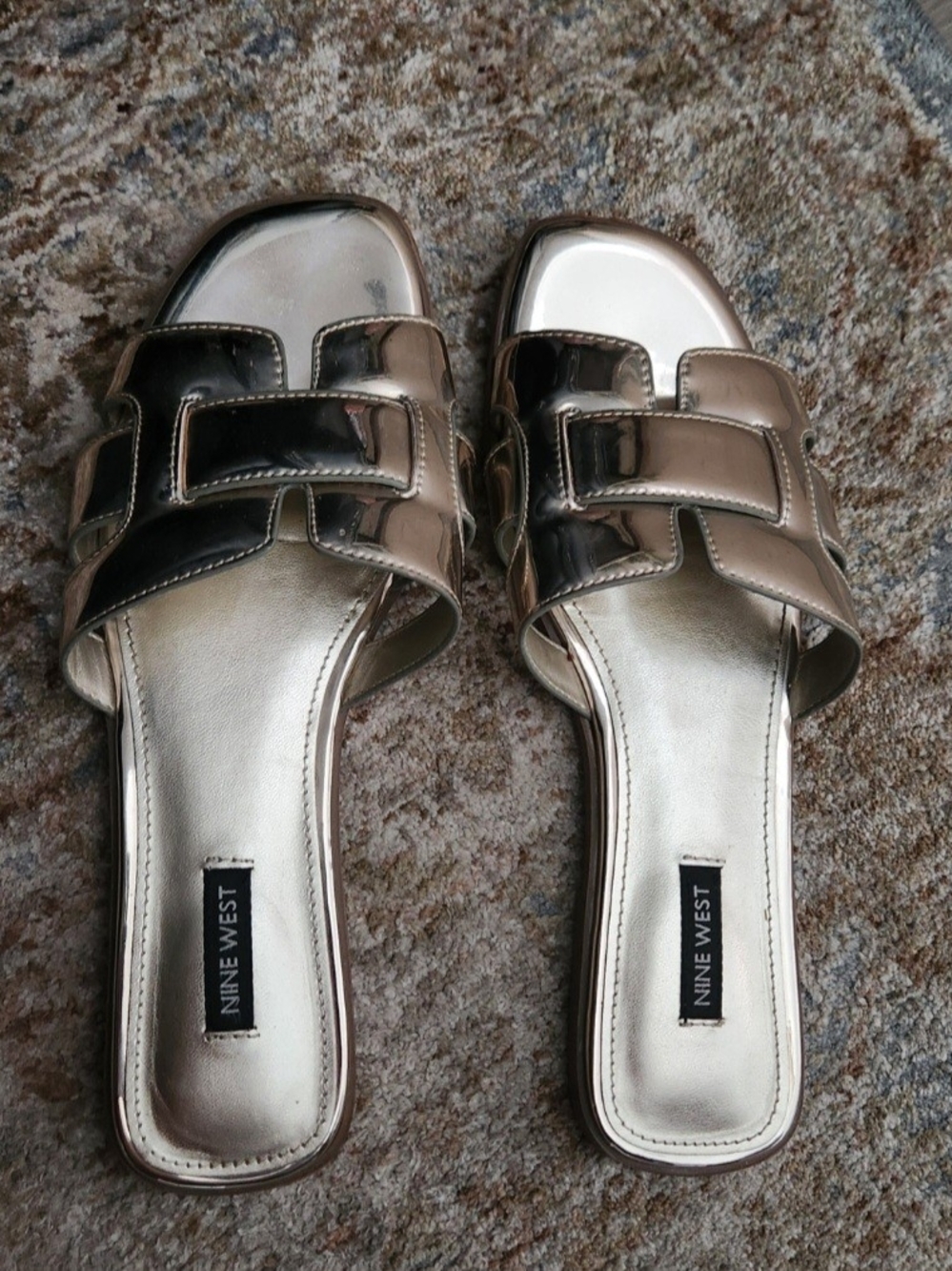Nine West Metallic Gold Slide Sandals